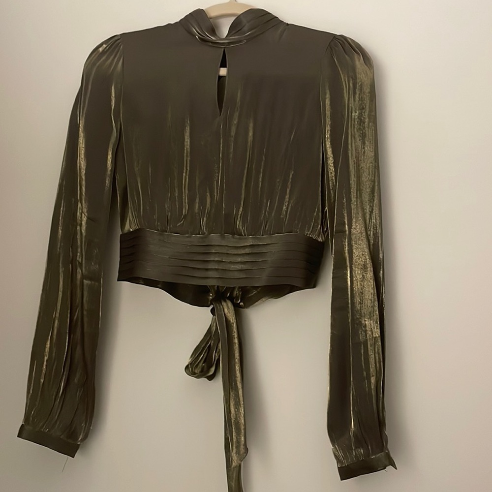 NastyGal Olive Cropped Blouse